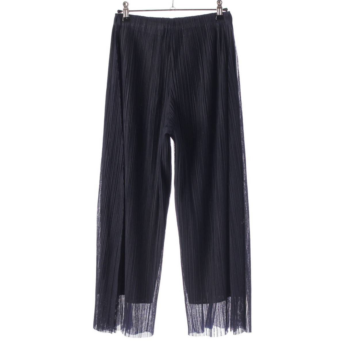 [Issey Miyake] Issey Miyake Pleated Layered Wide Pants Leggings PP43-JF612 Dark Navy 3 [Used] [Authenticated and Guaranteed Authentic] 212535