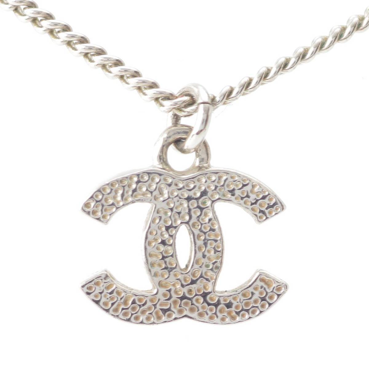 [Chanel] Chanel C12V COCO Mark Rhinestone Bijou Crystal Necklace Silver [Used] [Authenticated and Guaranteed Authentic] 212559