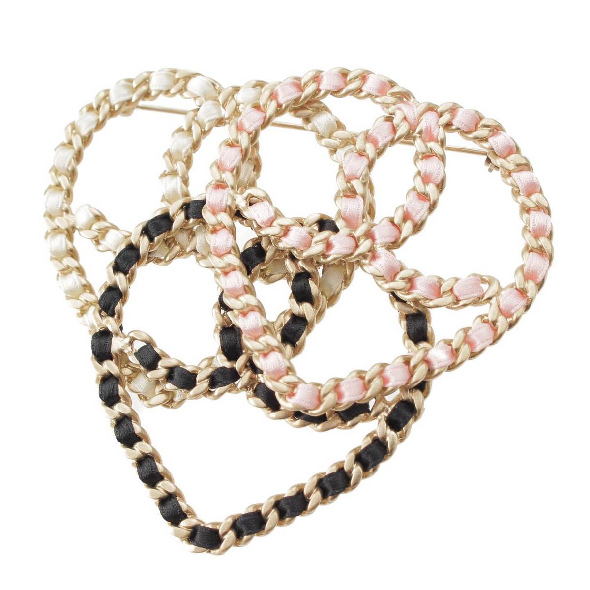 [Chanel] Chanel 09C COCO Mark Heart Brooch Gold Metal White x Pink x Black [Used] [Authenticated and Guaranteed Authentic] 212603