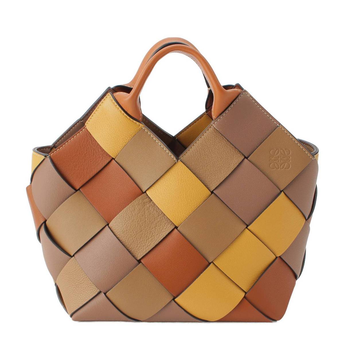 [Loewe] Loewe Woven Basket 2way Leather Handbag 101.88.K05 Brown Multicolor [Used] [Authenticated and Guaranteed Authentic] 212686