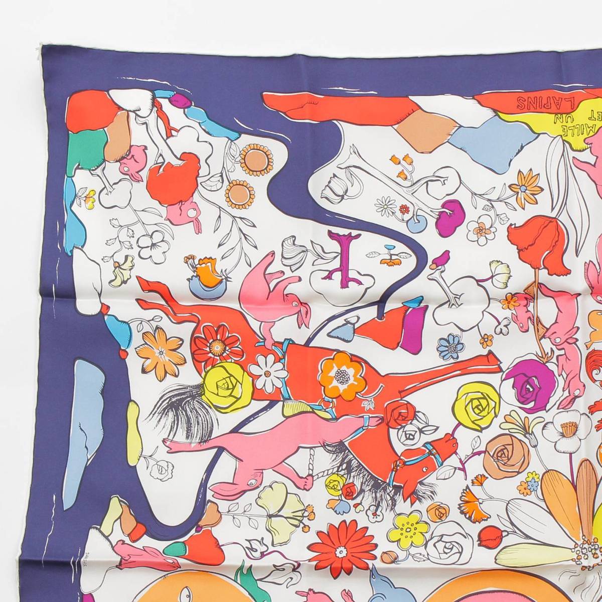 [Hermes] Hermes Carré 90 Mille et Un Lapins Thousand and One Rabbits Silk Scarf Multicolor Unused [Used] [Authenticated and Guaranteed Authentic] 212798