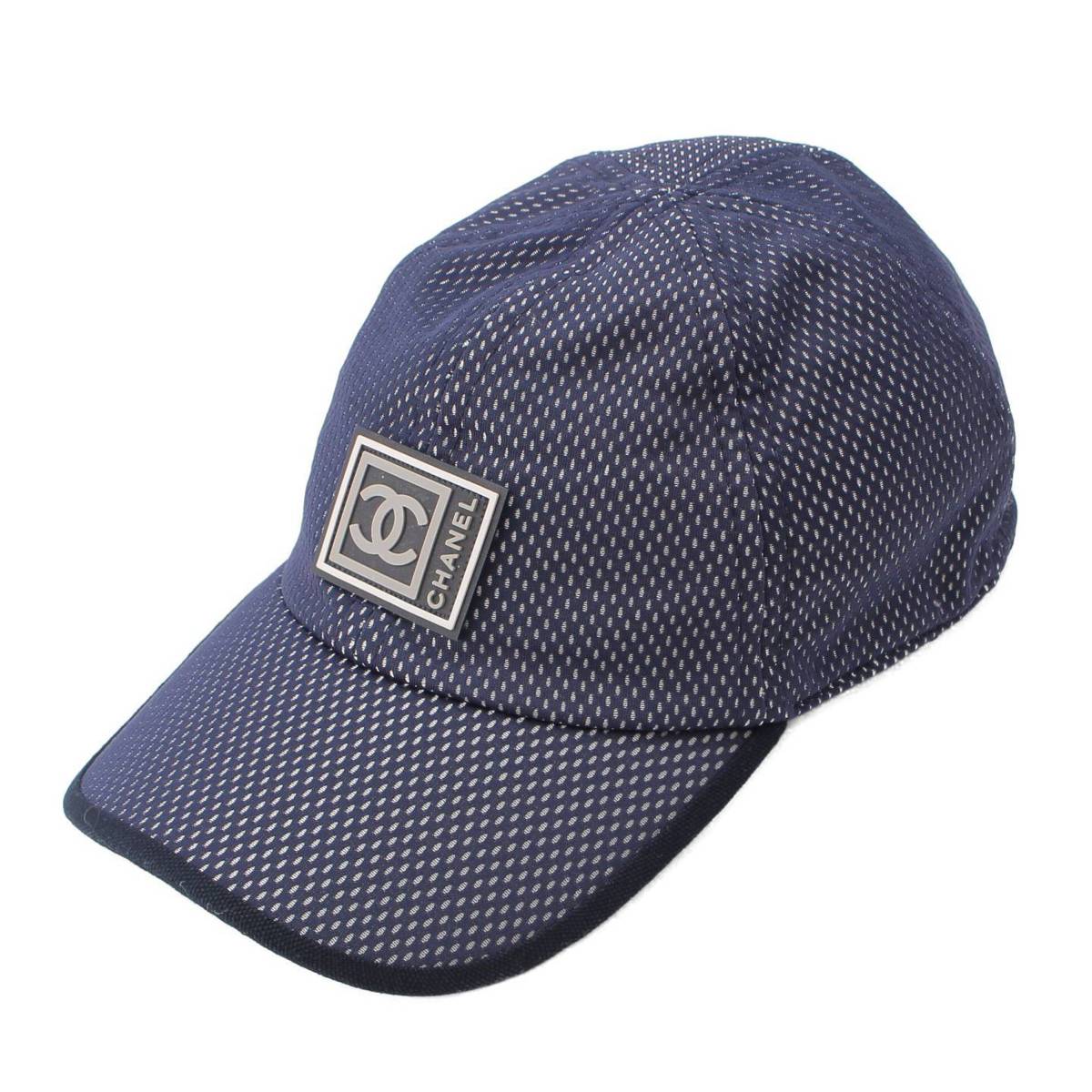 [Chanel] Chanel Sport COCO Mark Logo Mesh Nylon Baseball Cap Hat Blue [Used] [Authenticated/Genuine Product Guaranteed] 212802