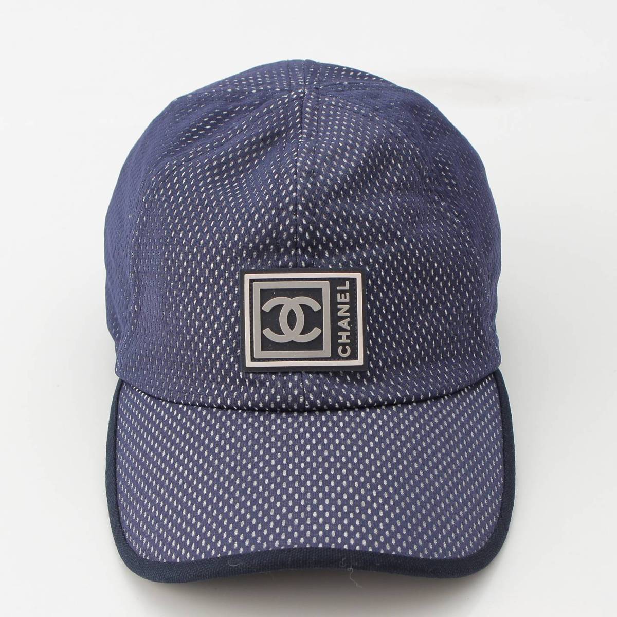 [Chanel] Chanel Sport COCO Mark Logo Mesh Nylon Baseball Cap Hat Blue [Used] [Authenticated/Genuine Product Guaranteed] 212802