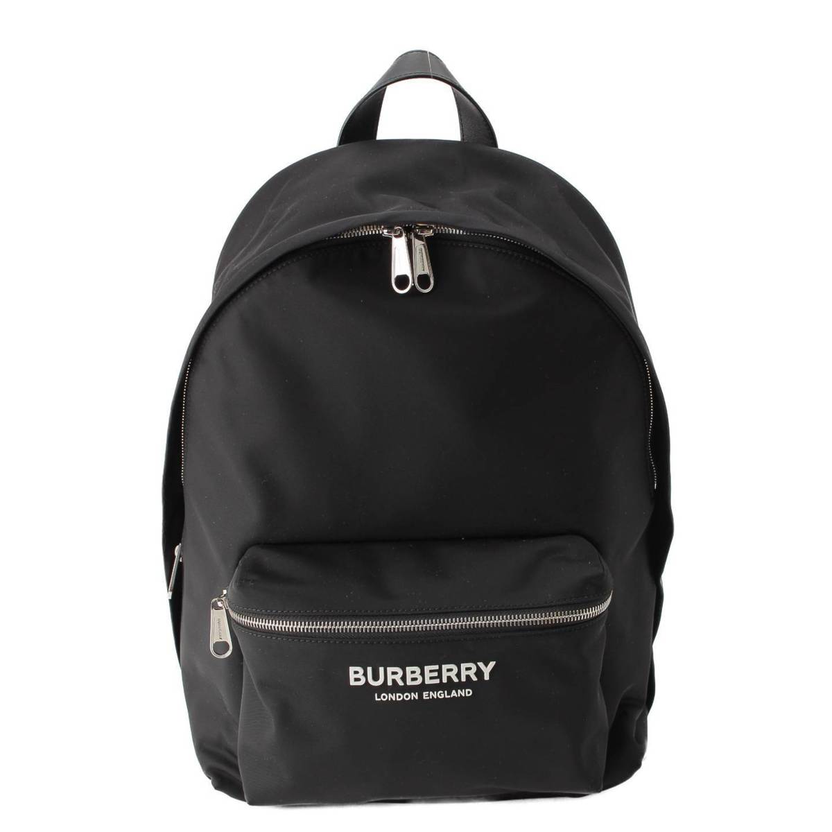 [Burberry] Burberry Logo Print Nylon x Leather Backpack 8063495 Black [Used] [Authenticated and Guaranteed Authentic] 212863