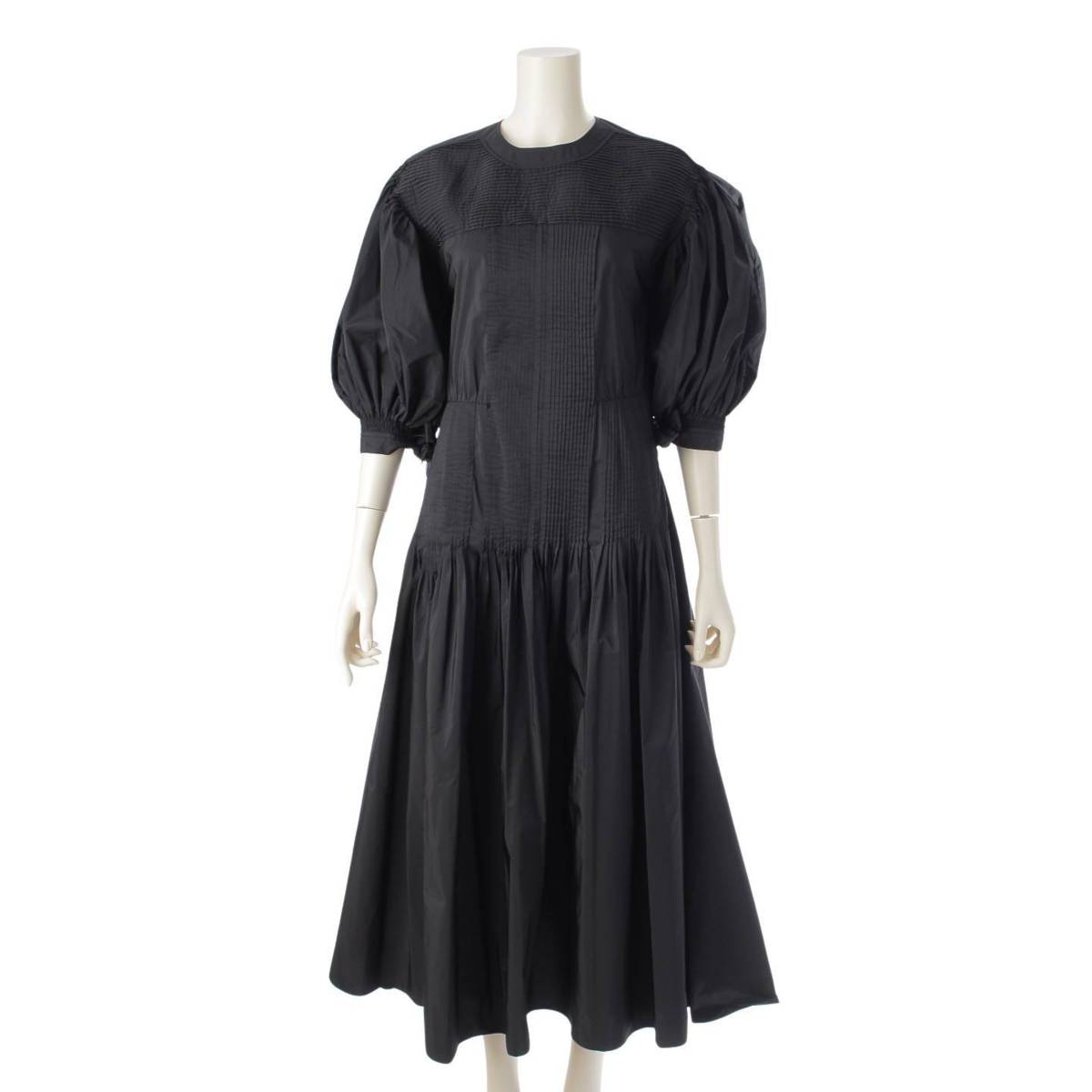 [Jil Sander] Jil Sander 21 Puff Sleeve Gathered Tulle Dress JW IS 0020 Black 32 [Used] [Authenticated and Guaranteed Authentic] 212914