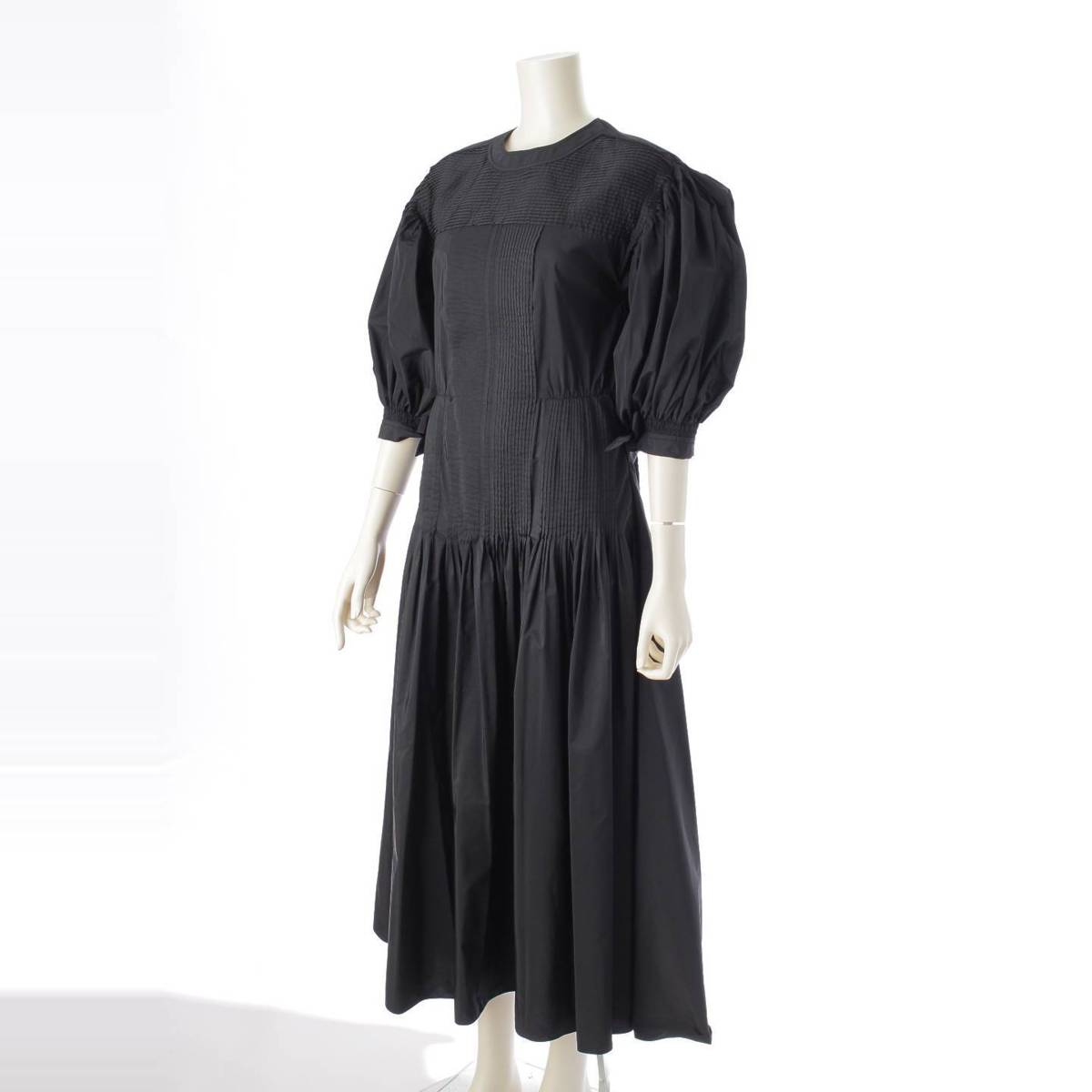 [Jil Sander] Jil Sander 21 Puff Sleeve Gathered Tulle Dress JW IS 0020 Black 32 [Used] [Authenticated and Guaranteed Authentic] 212914