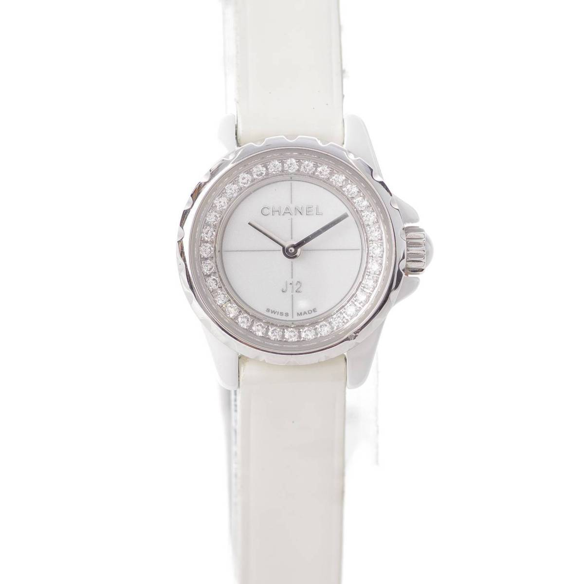 CHANEL J12 XS Diamond calf strap ladies Watches Quartz H4664 White ceramic
