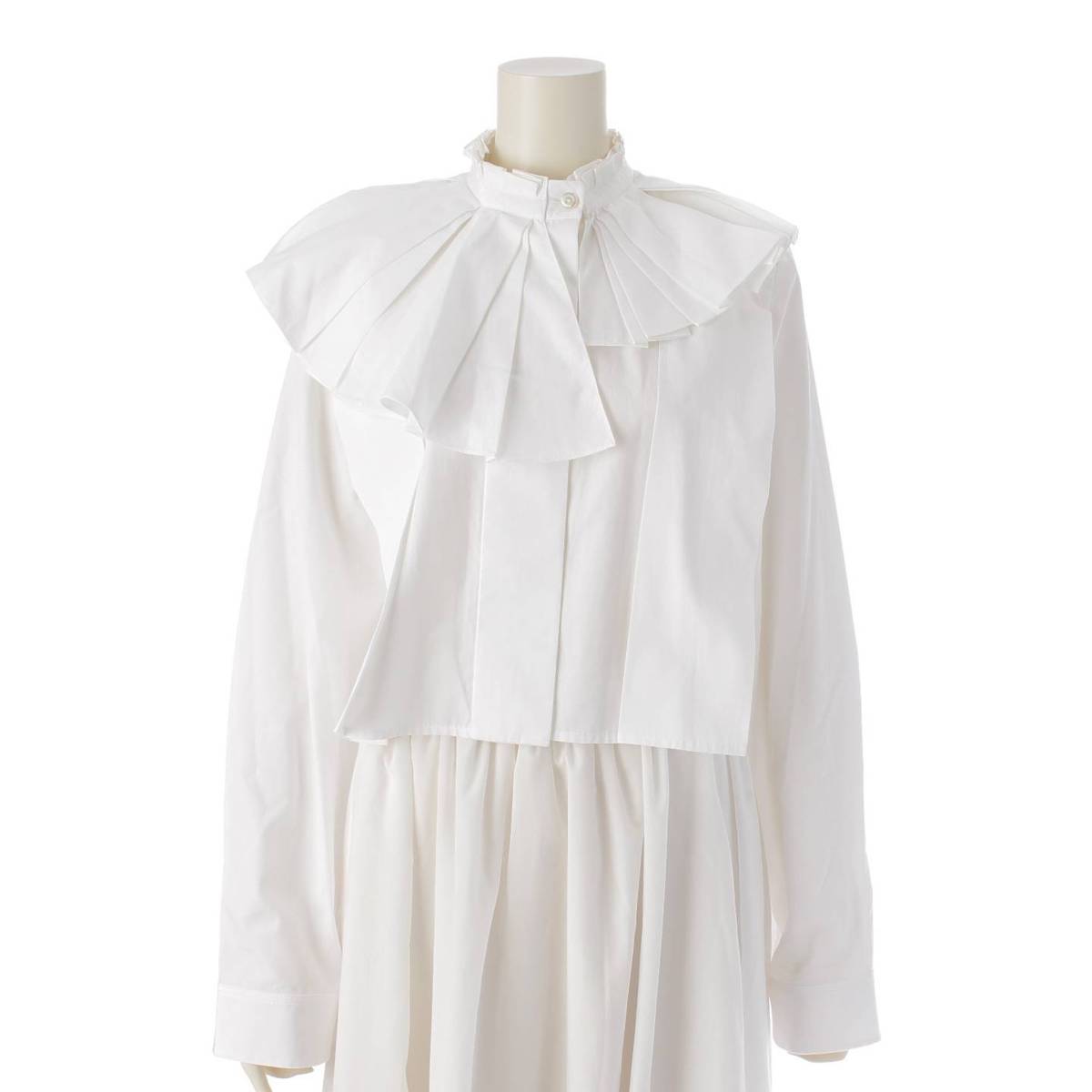 [Jil Sander] Jil Sander Frill Collar Tuck Cropped Blouse Shirt JSPT601305 White 36 [Used] [Authenticated and Guaranteed Authentic] 213040