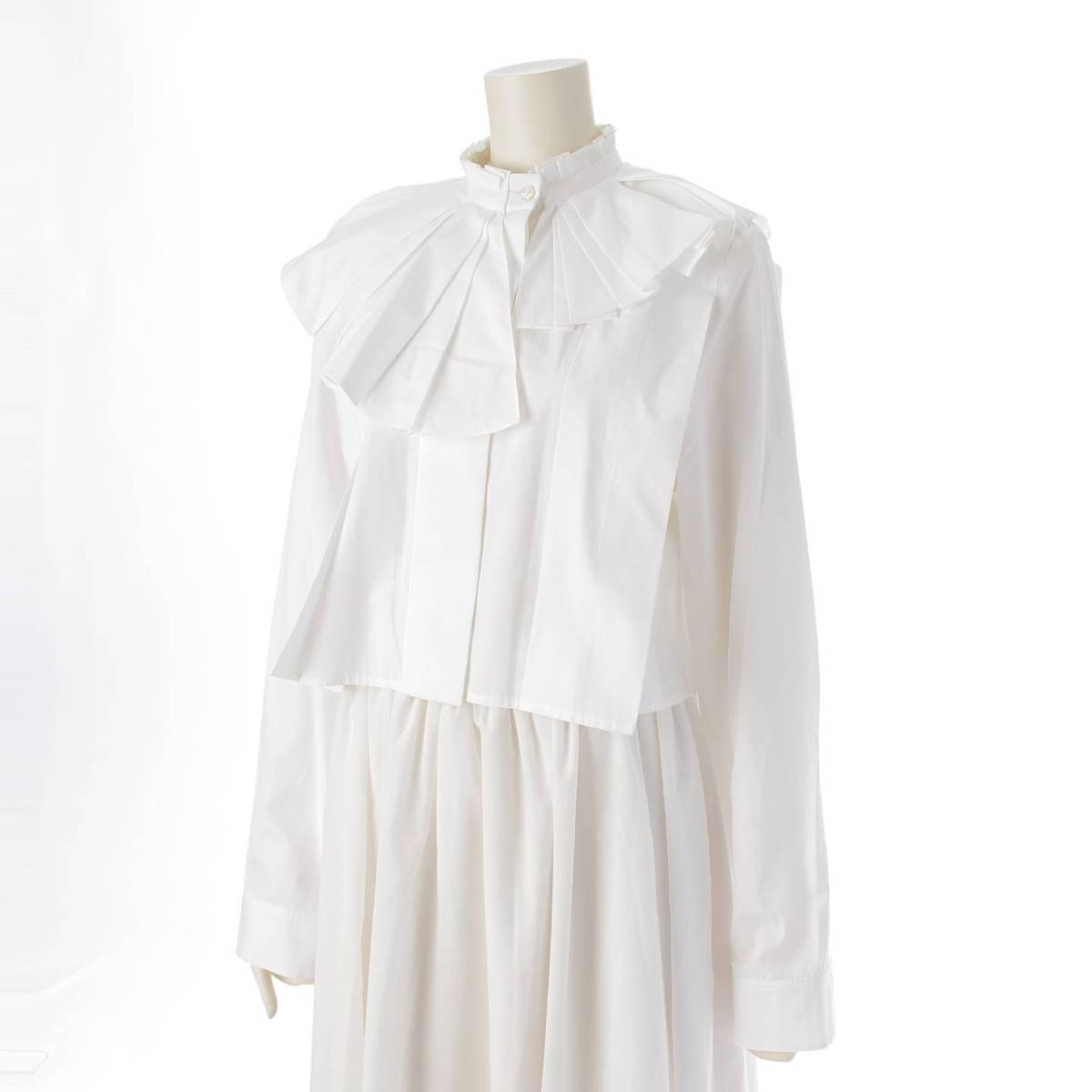 [Jil Sander] Jil Sander Frill Collar Tuck Cropped Blouse Shirt JSPT601305 White 36 [Used] [Authenticated and Guaranteed Authentic] 213040