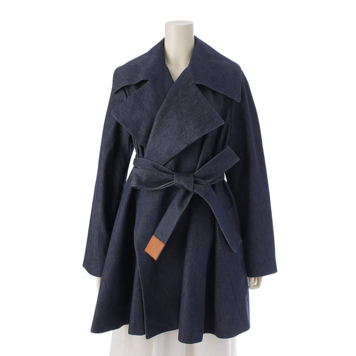 [Loewe] Loewe Anagram Belted Trim Denim Trench Coat S359Y50X43 Indigo Blue 36 Unused [Used] [Authenticated and Guaranteed Authentic] 213136