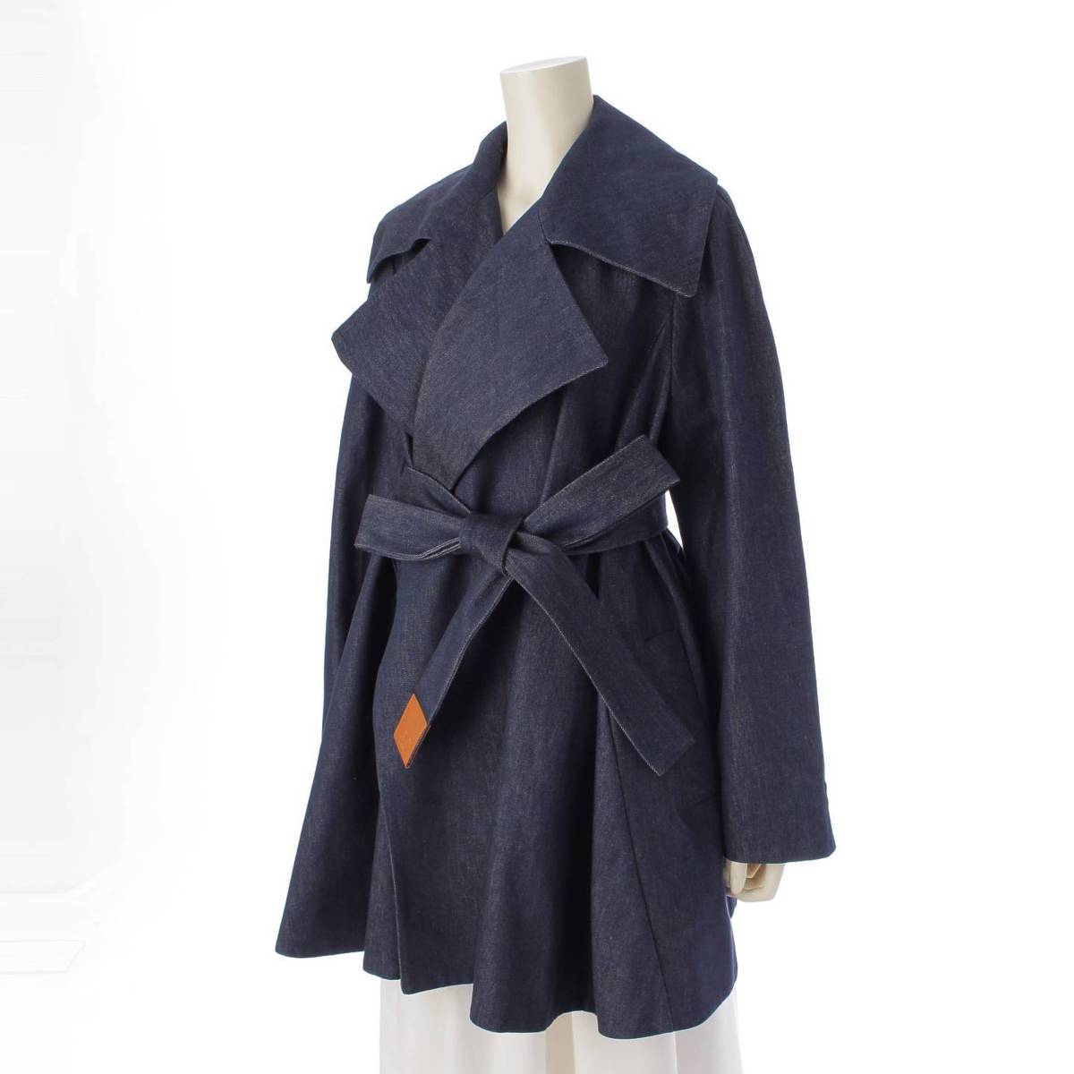 [Loewe] Loewe Anagram Belted Trim Denim Trench Coat S359Y50X43 Indigo Blue 36 Unused [Used] [Authenticated and Guaranteed Authentic] 213136