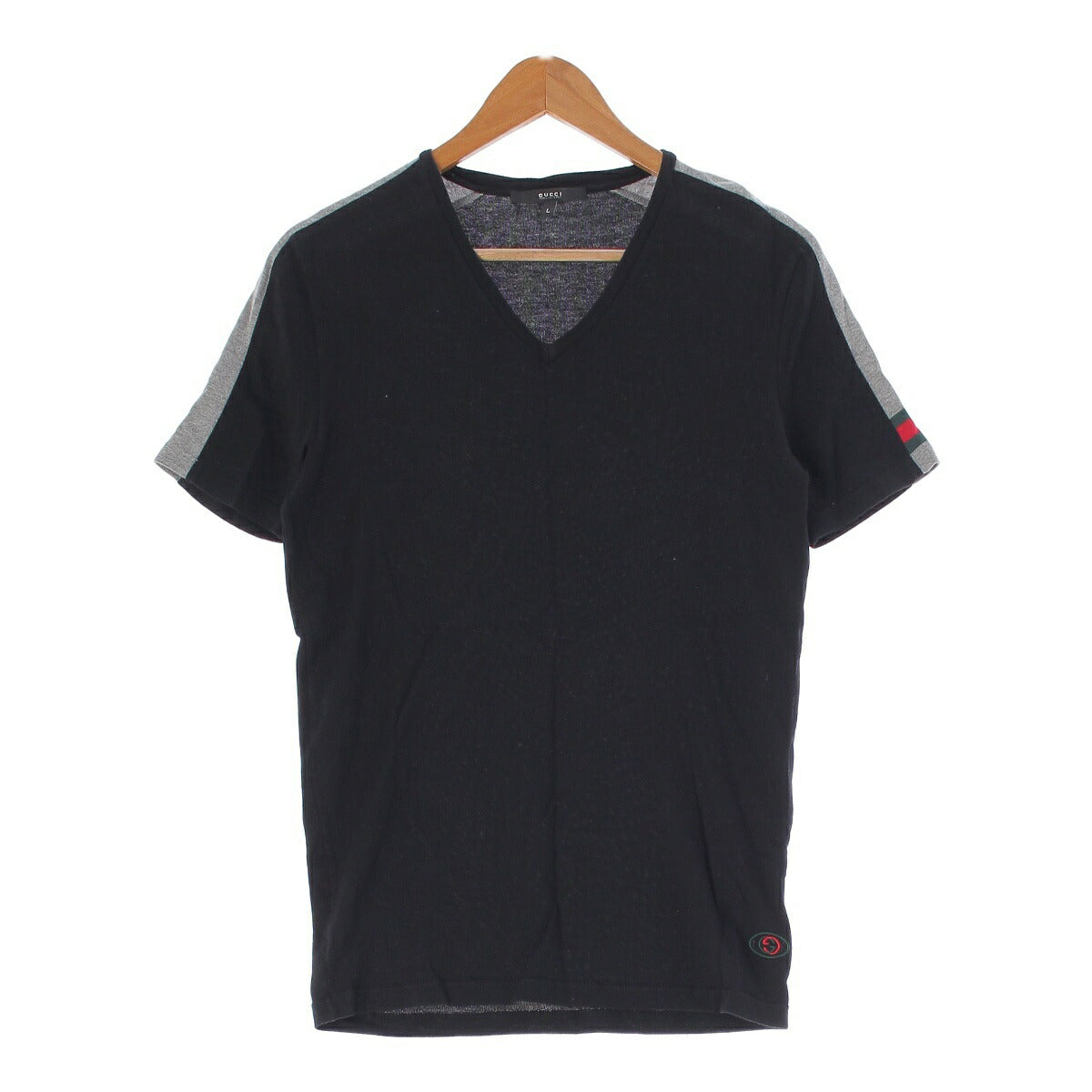 Gucci Sherry Line V-neck short sleeve cut and sewn T-shirt 232621 Black x Gray L [Used] [Authentic]