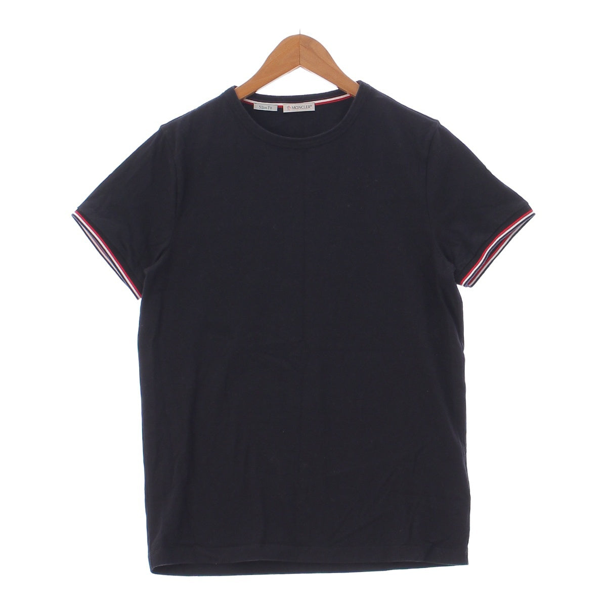 Moncler Cotton Sleeve Line Logo Patch Short Sleeve Cut and Sewn T-Shirt H10918C71600 Navy S