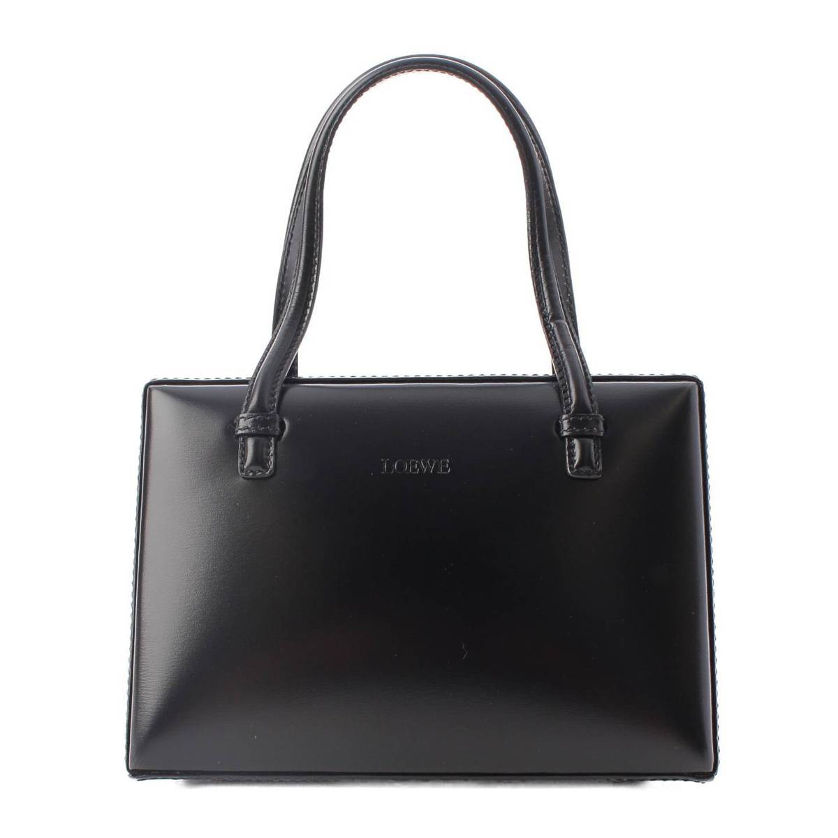 [Loewe] Loewe Logo Calfskin Square Leather Mini Handbag Black [Used] [Authenticated and Guaranteed Authentic] 213215