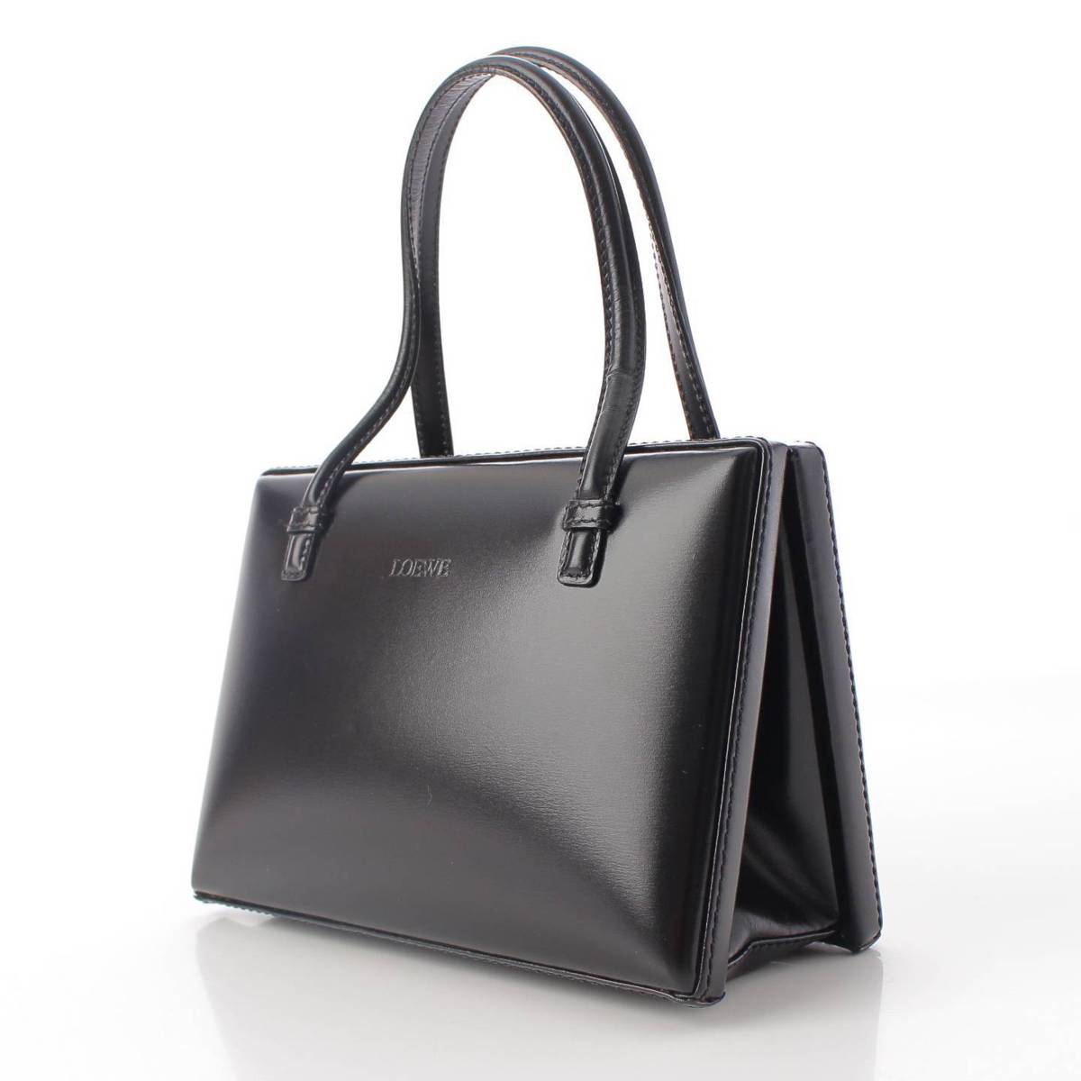 [Loewe] Loewe Logo Calfskin Square Leather Mini Handbag Black [Used] [Authenticated and Guaranteed Authentic] 213215