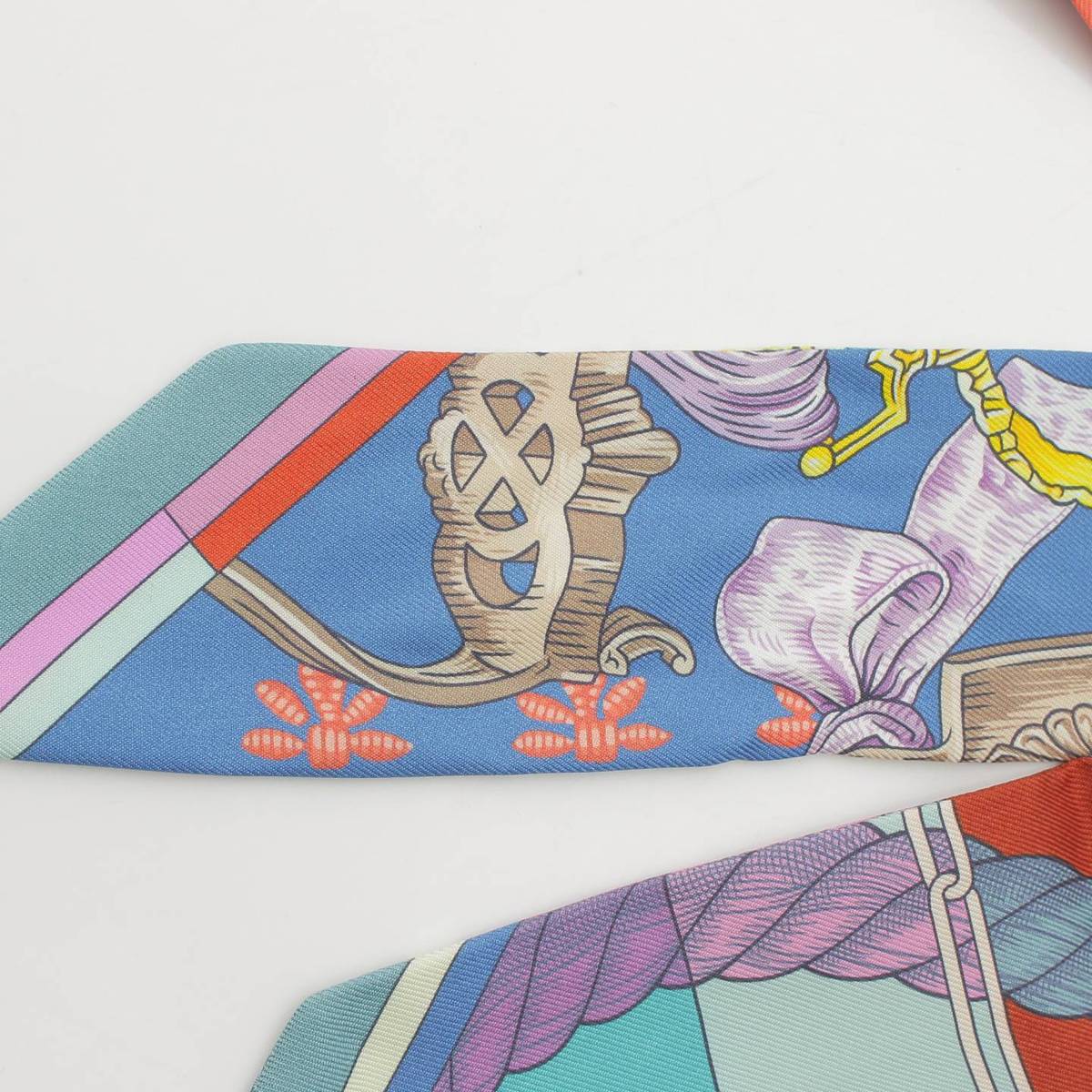 [Hermes] Hermes Twilly Silk Scarf Cavalleria Detrier Cavalry Stirrup All-over Pattern Multicolor [Used] [Authenticated and Guaranteed Authentic] 213241