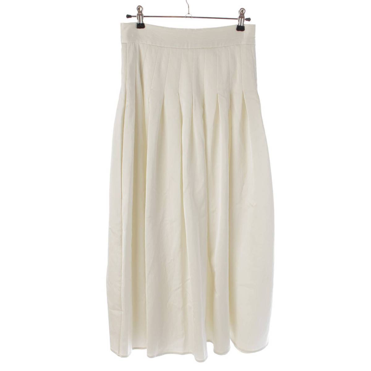 [Sonota] Lohan Nylon Blend Pleated Long Skirt 6524-343-1702 Off-White S [Used] [Authenticated and Guaranteed Authentic] 213272