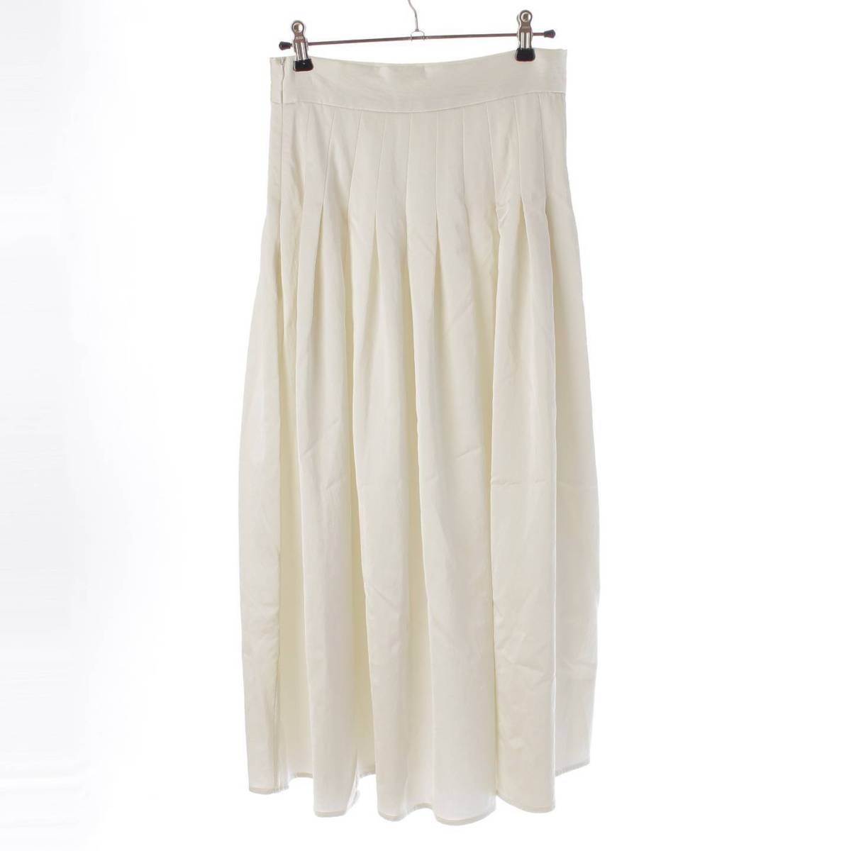 [Sonota] Lohan Nylon Blend Pleated Long Skirt 6524-343-1702 Off-White S [Used] [Authenticated and Guaranteed Authentic] 213272