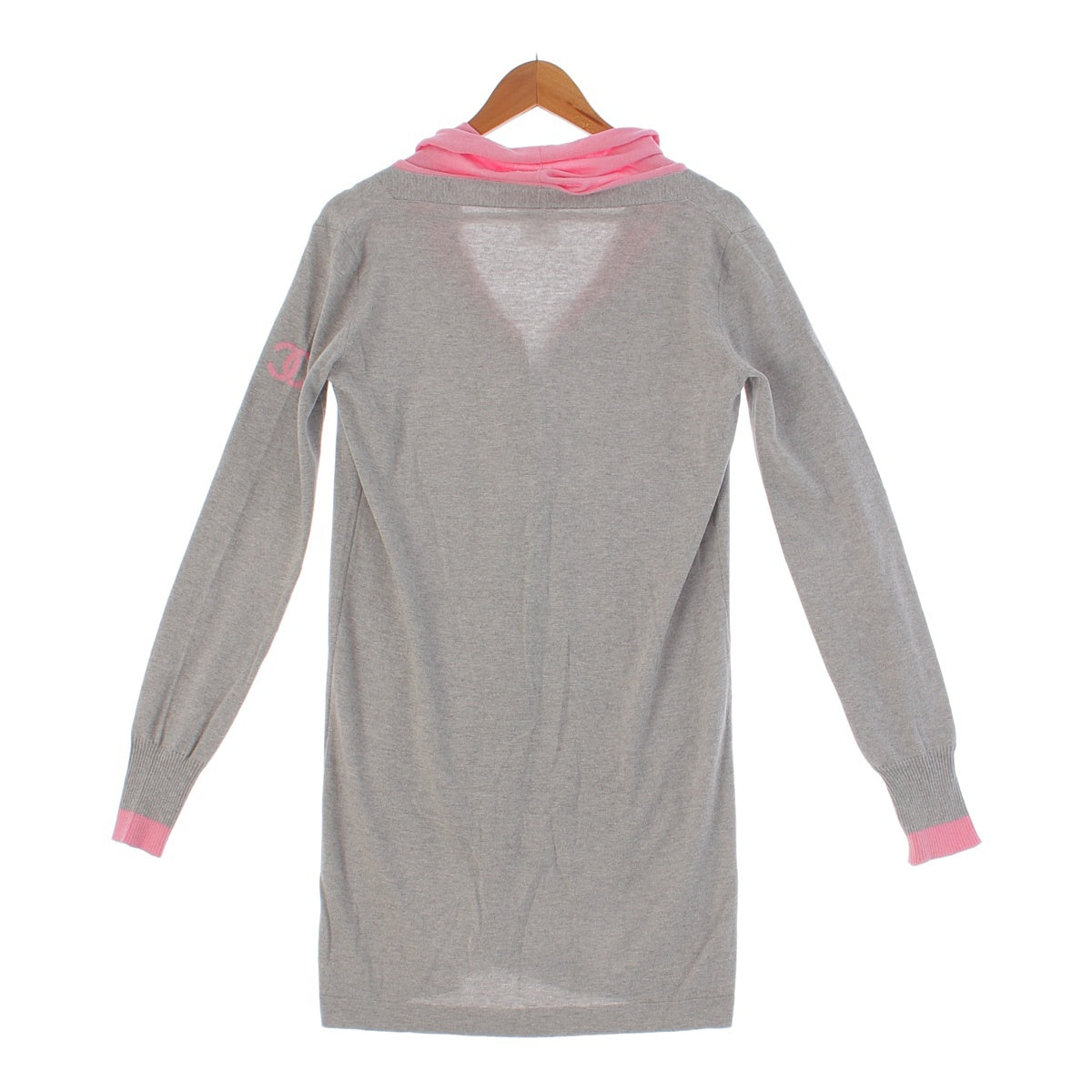 Chanel 08P COCO Mark Cotton x Cashmere Long Cardigan P32714 Gray x Pink 36