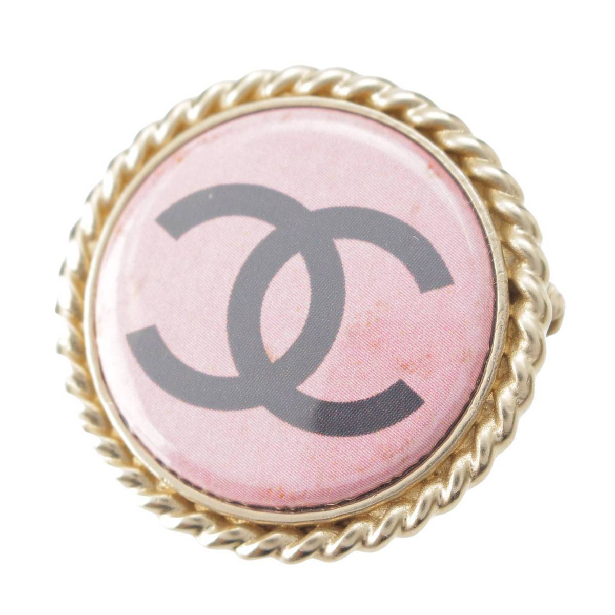 [Chanel] Chanel 08P COCO Mark Brooch Accessory Pink x GP Gold [Used] [Authenticated and Guaranteed Authentic] 213313