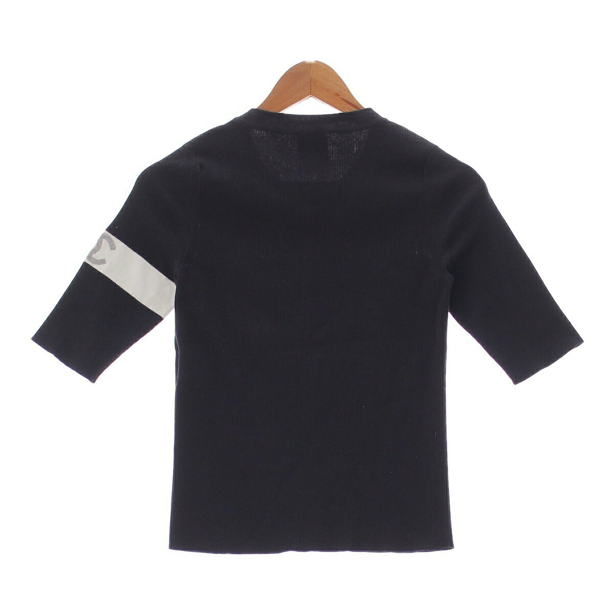 Chanel 08P COCO Mark Logo Cotton Short Sleeve Knit Cut and Sew P33161K00796 Black 34 [Used] [Authentic Product Guaranteed]