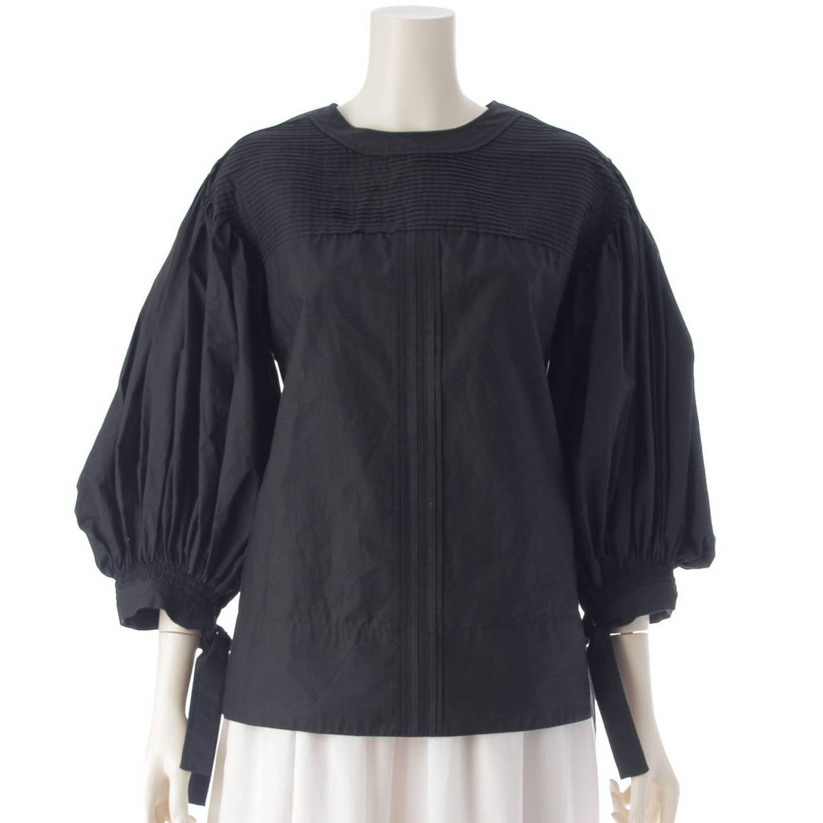 [Jil Sander] Jil Sander Balloon Sleeve Ribbon Cotton Blouse Top JSPS560206 Black 34 [Used] [Authenticated and Guaranteed Authentic] 213320