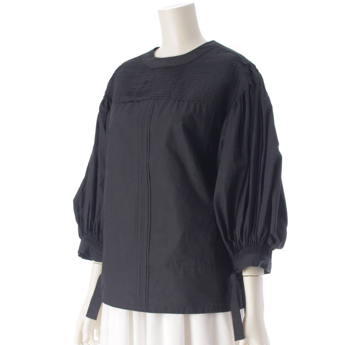 [Jil Sander] Jil Sander Balloon Sleeve Ribbon Cotton Blouse Top JSPS560206 Black 34 [Used] [Authenticated and Guaranteed Authentic] 213320