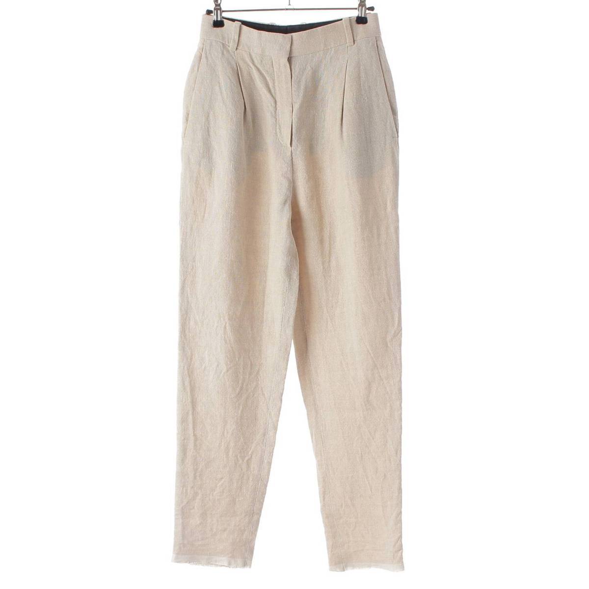 [Celine] Celine Phoebe Linen Tapered Slacks Pants 21K972857 Off-White Size 34 [Used] [Authenticated and Guaranteed Authentic] 213346