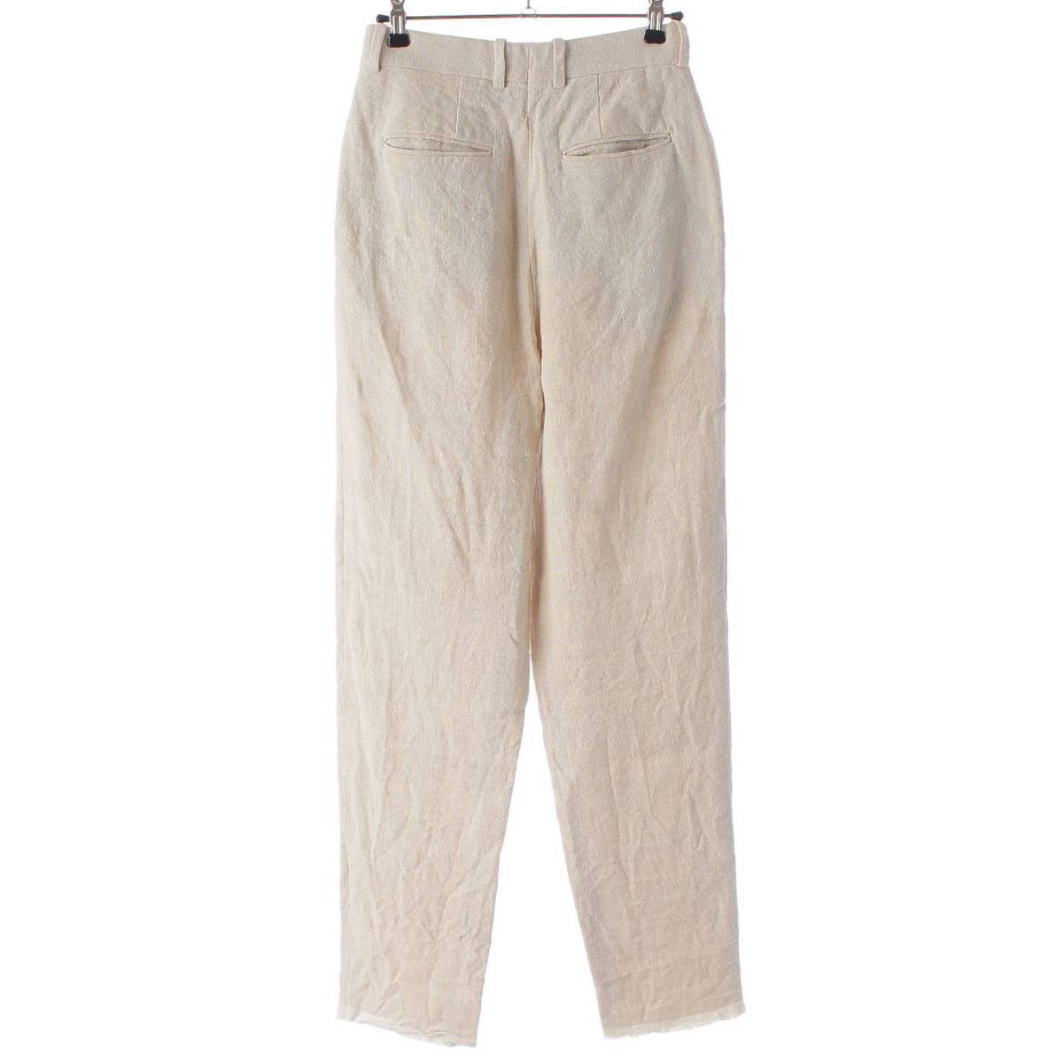 [Celine] Celine Phoebe Linen Tapered Slacks Pants 21K972857 Off-White Size 34 [Used] [Authenticated and Guaranteed Authentic] 213346