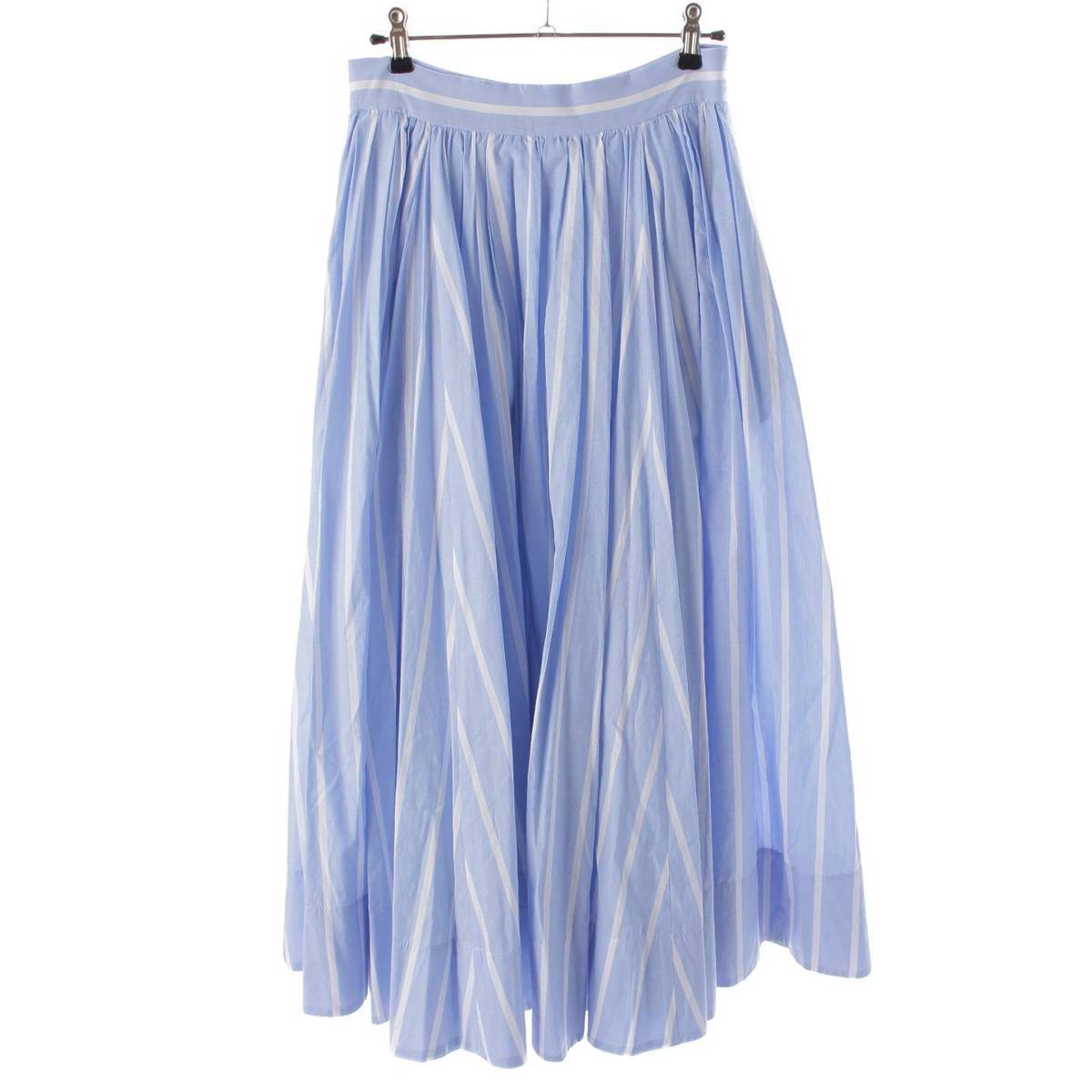 [Ron Herman] Ron Herman special order Ebur cotton linen A-line skirt striped blue size 36 [Used] [Authenticated and genuine product guaranteed] 213366