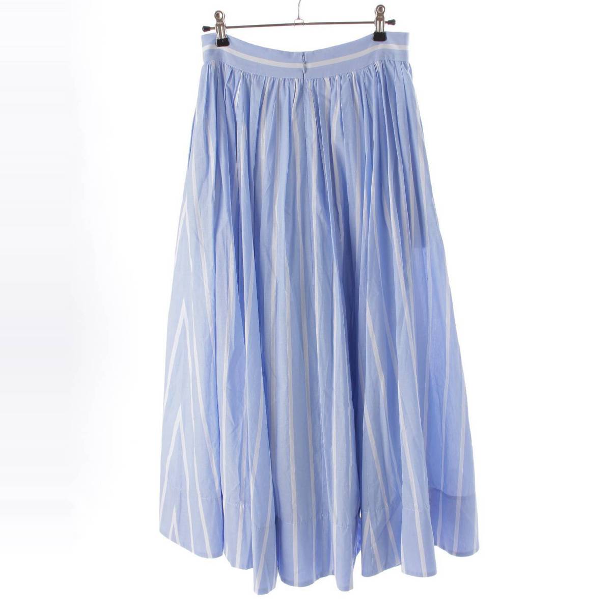 [Ron Herman] Ron Herman special order Ebur cotton linen A-line skirt striped blue size 36 [Used] [Authenticated and genuine product guaranteed] 213366