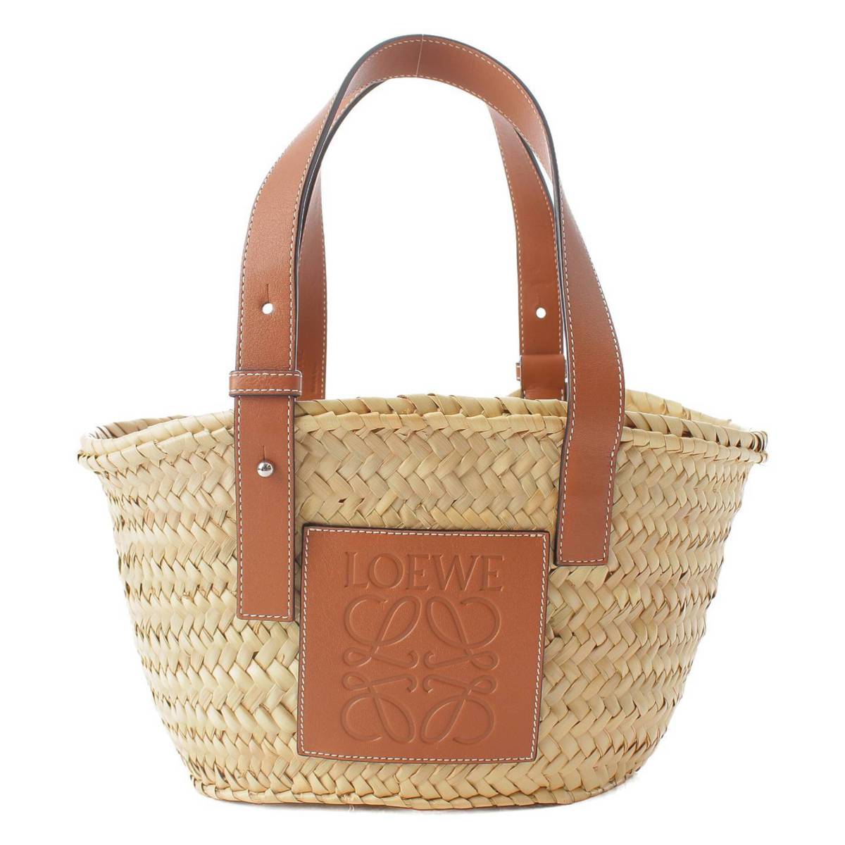 [Loewe] Loewe Anagram Basket Bag Small Palm Leaf & Calfskin 327.02.S93 Beige [Used] [Authenticated and Guaranteed Authentic] 213385