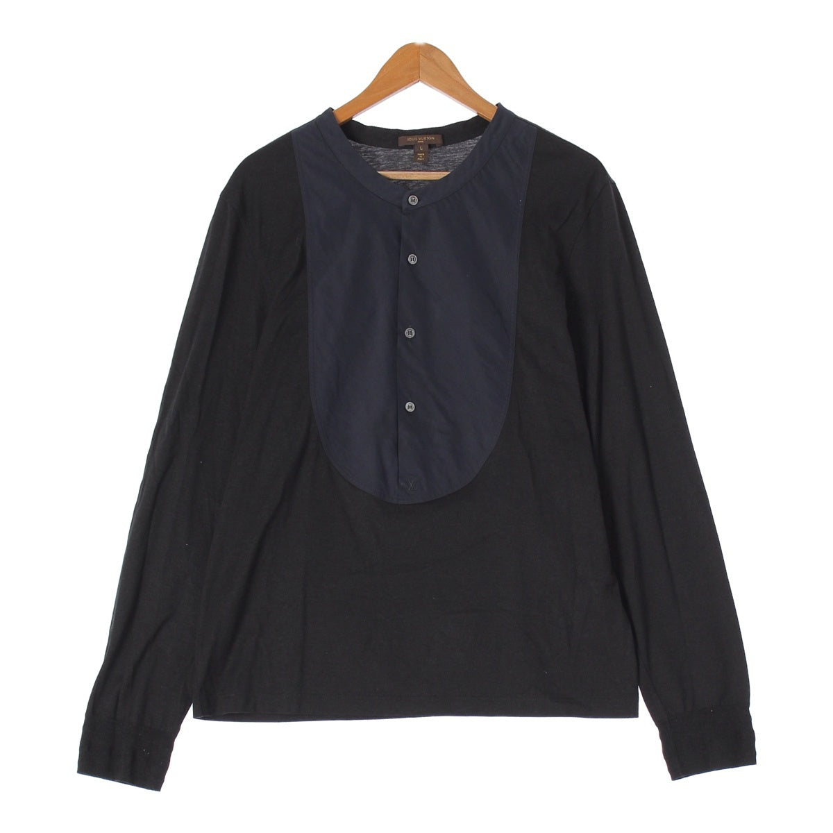 Louis Vuitton Docking Blouse Cotton Long Sleeve Shirt Shirt Top Black x Navy L