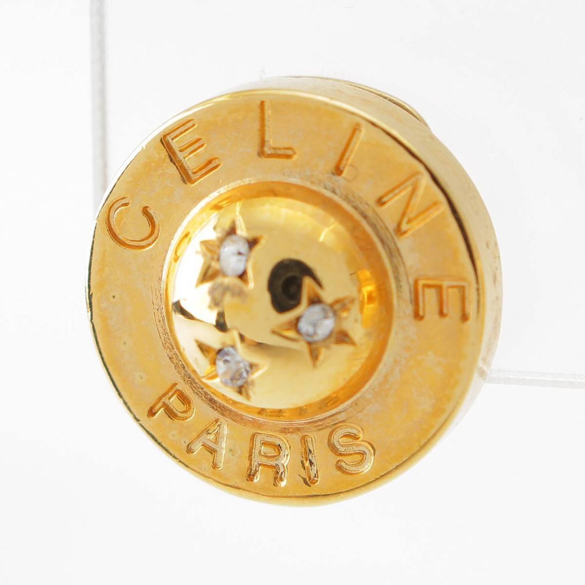 [Celine] Celine Circle Logo Stone Star Ball Earring Accessory Gold [Used] [Authenticated and Guaranteed Authentic] 213406