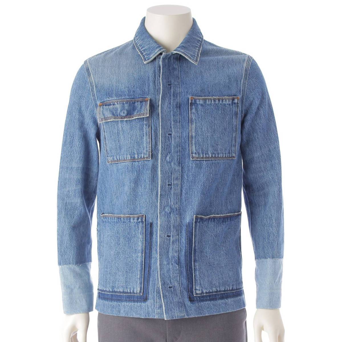 [Valentino] Valentino Men's 16Stainless Steel Denim Jacket Coverall KV0DCF2031N Blue 44 [Used] [Authenticated and Guaranteed Authentic] 213437