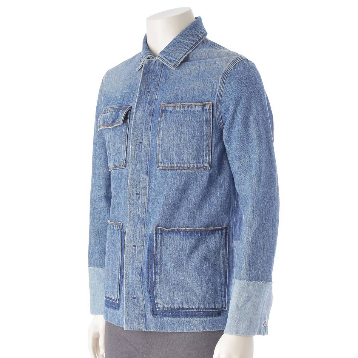 [Valentino] Valentino Men's 16Stainless Steel Denim Jacket Coverall KV0DCF2031N Blue 44 [Used] [Authenticated and Guaranteed Authentic] 213437