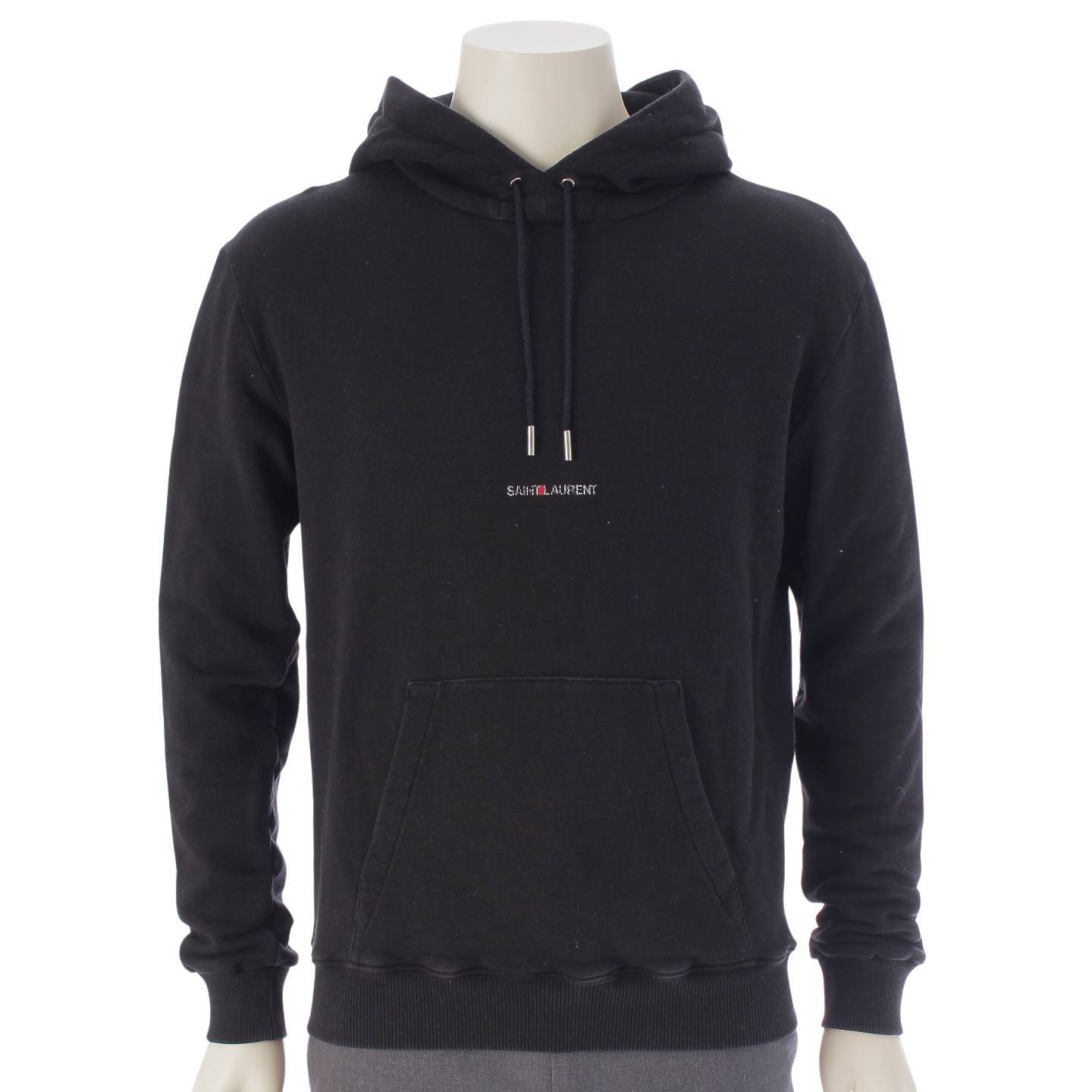 Saint Laurent Men's Logo Hoodie Pullover Sweatshirt Hoodie Top 464581 Black [Used] [Authentic Product Guaranteed]