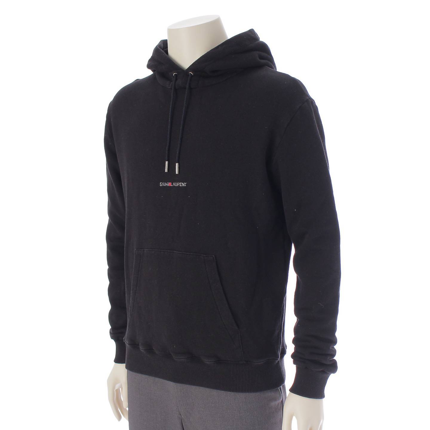 Saint Laurent Men's Logo Hoodie Pullover Sweatshirt Hoodie Top 464581 Black [Used] [Authentic Product Guaranteed]