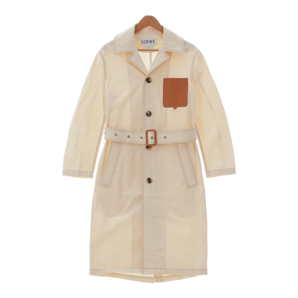 LOEWE Anagram Leather Pocket Belted Trench Coat H2191072SL Beige 44