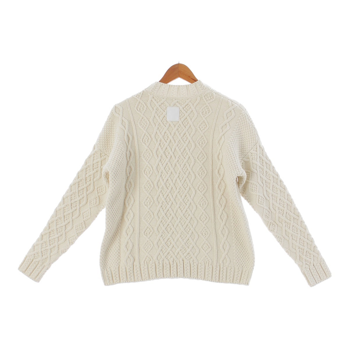 LOEWE Logo Leather Patch Cable Knit Sweater H3109630VO Ivory XS