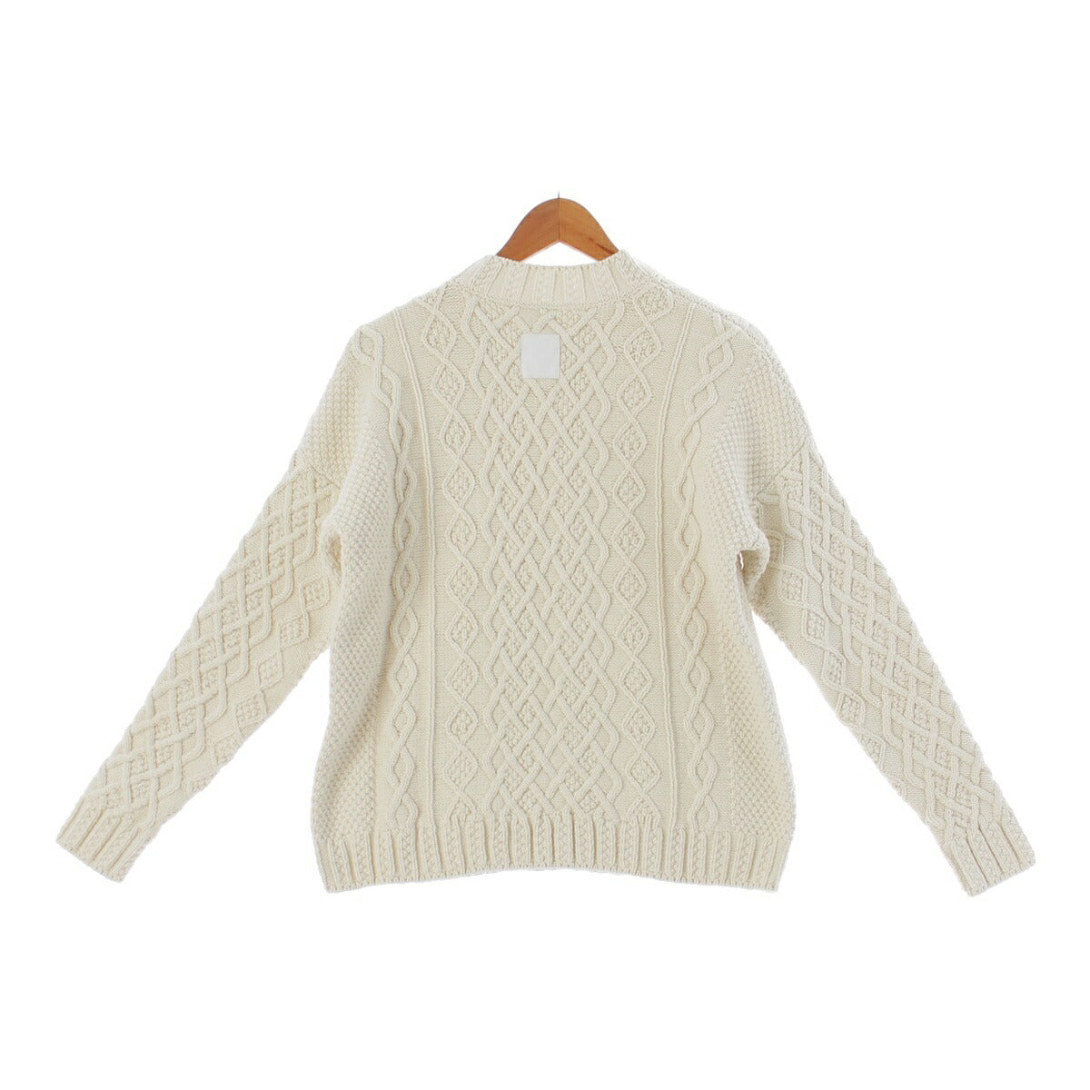 Loewe Logo Leather Patch Cable Knit Sweater H3109630VO Ivory XS [Used] [Authentic Product Guaranteed]