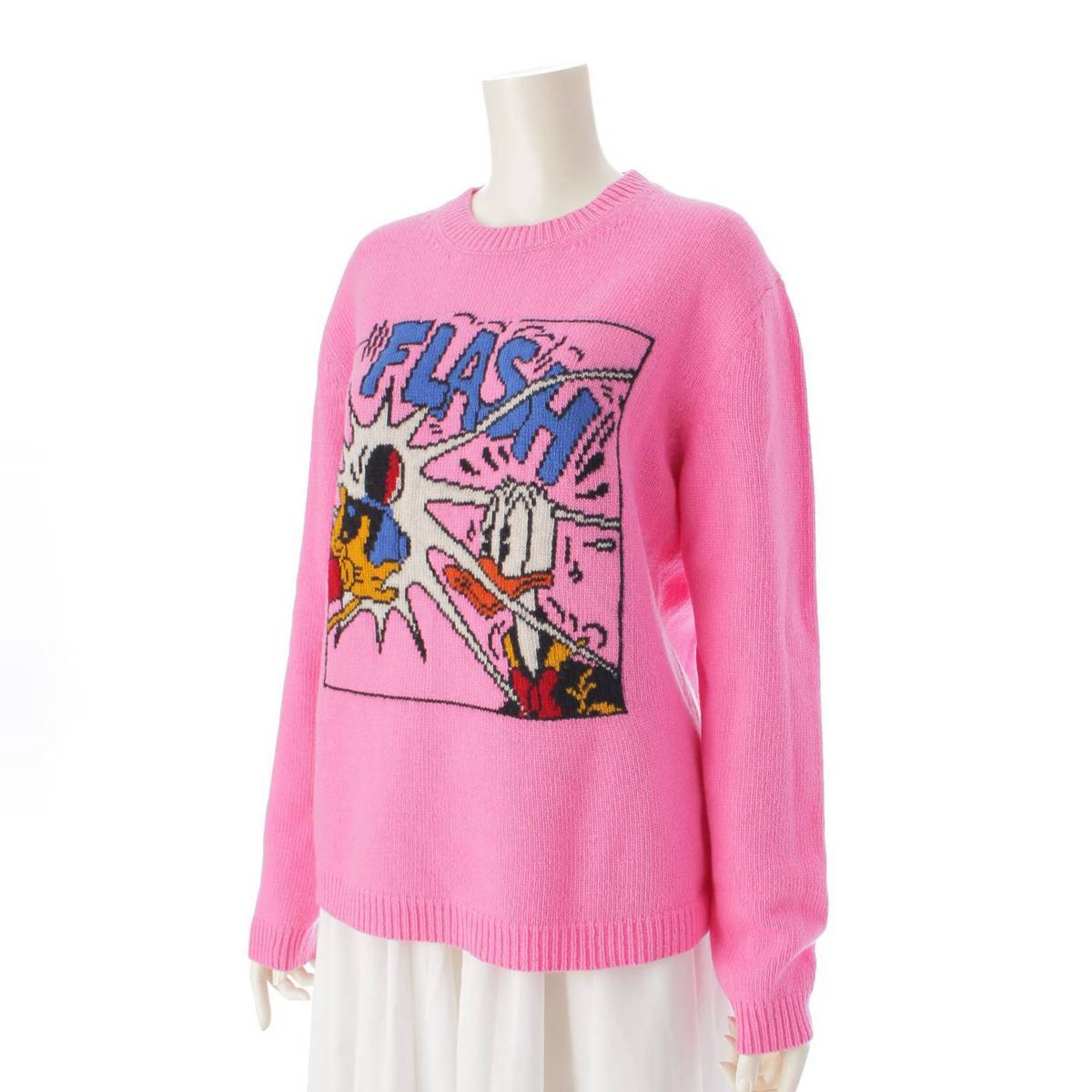 [Gucci] Gucci x Disney 21Stainless Steel Donald Duck wool long sleeve knit sweater 652620 Pink M [Used] [Authenticated and genuine product guaranteed] 213484