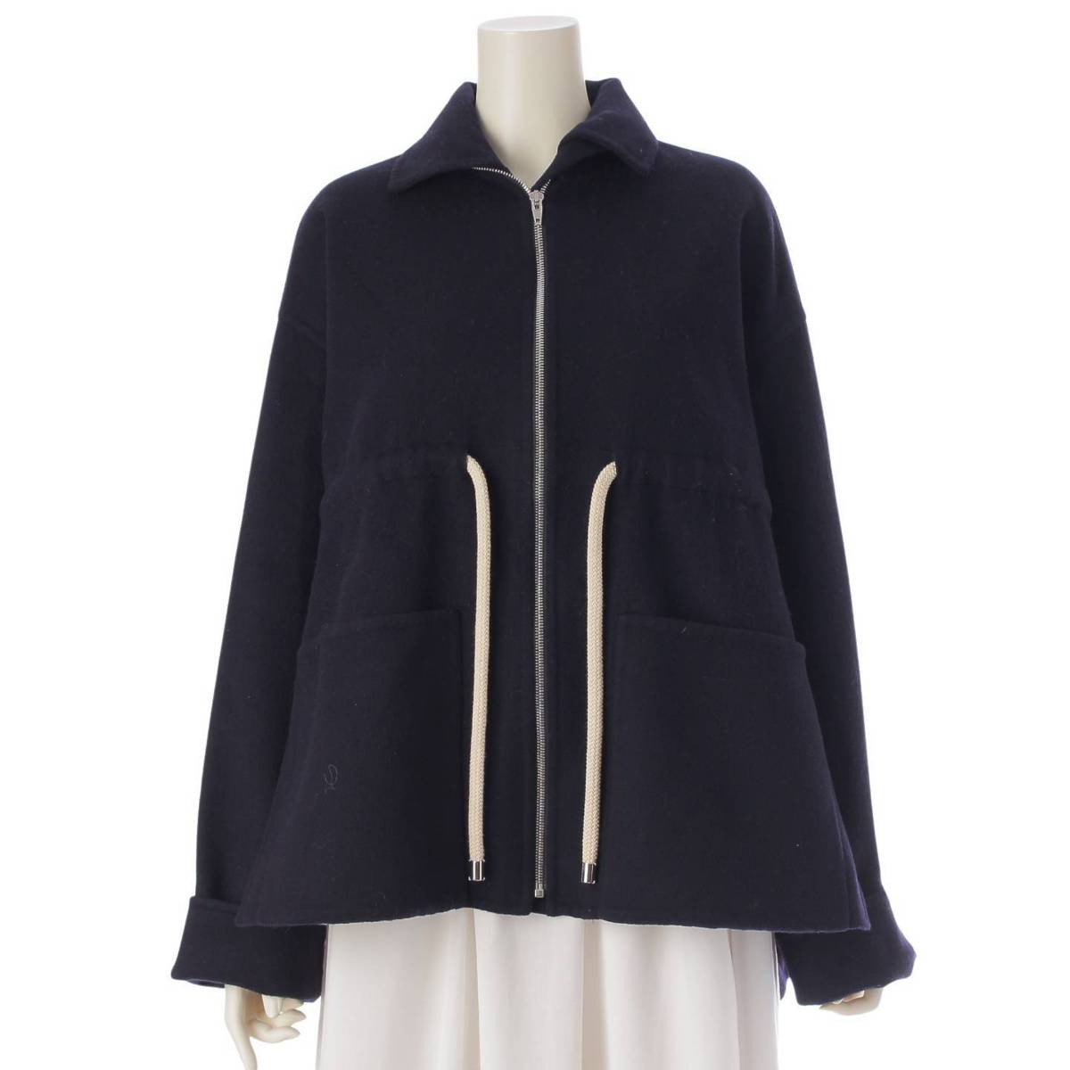 [Celine] Celine Phoebe wool x cashmere zip-up jacket 25N185955 navy 34 [Used] [Authenticated and genuine product guaranteed] 213552