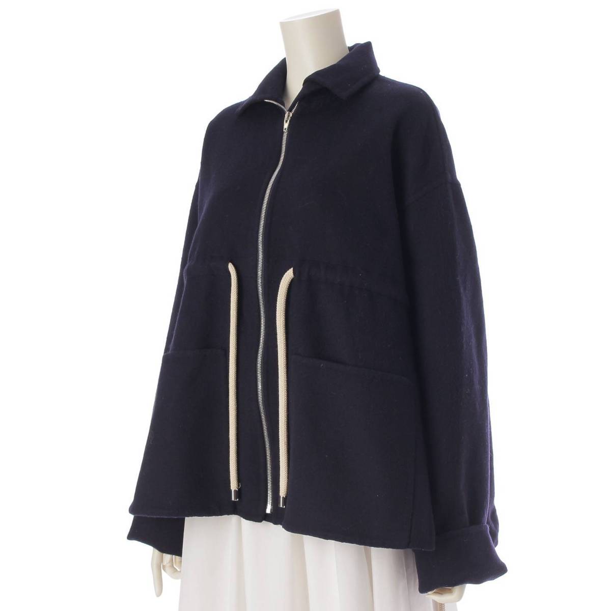 [Celine] Celine Phoebe wool x cashmere zip-up jacket 25N185955 navy 34 [Used] [Authenticated and genuine product guaranteed] 213552