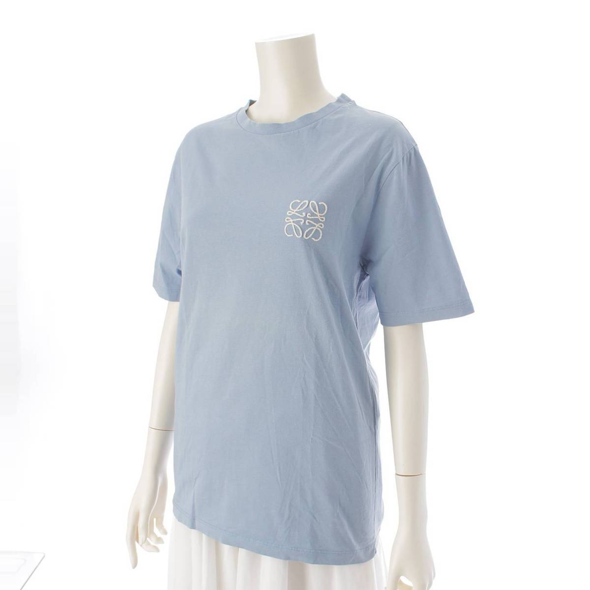 [Loewe] Loewe Anagram Cotton Crew Neck T-Shirt Cut and Sew Top Blue XS [Used] [Authenticated and Guaranteed Authentic] 213569