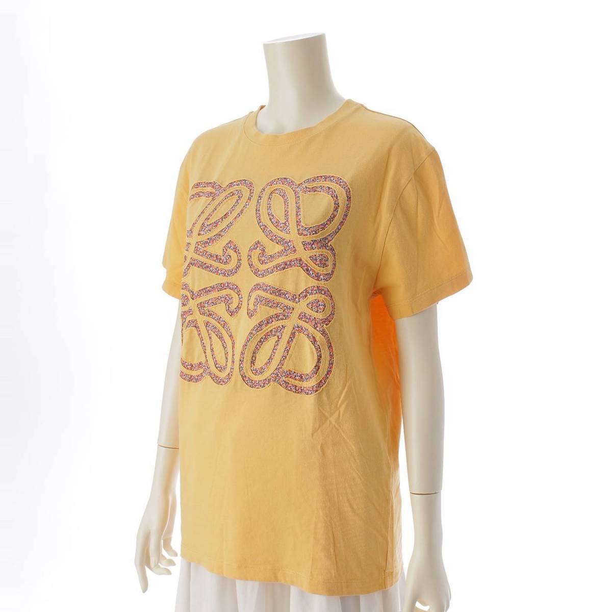 [Loewe] Loewe Anagram Logo Short Sleeve Crew Neck T-Shirt Cut and Sew Top Yellow XS [Used] [Authenticated and Guaranteed Authentic] 213572