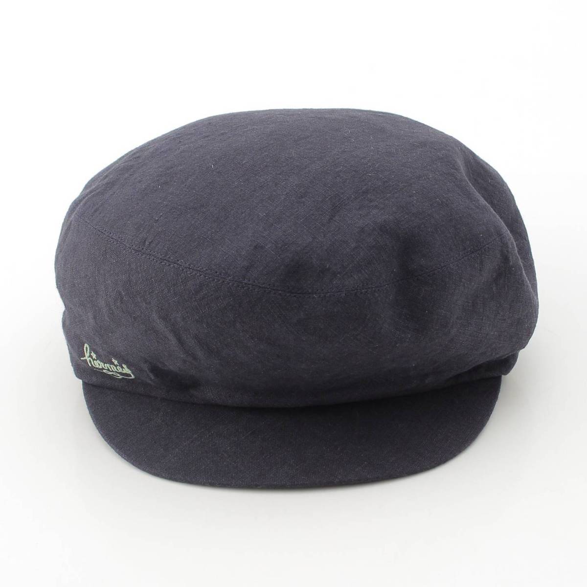 [Hermes] Hermes logo embroidered linen check cap, newsboy cap, hat, navy, size 57 [Used] [Authenticated and genuine product guaranteed] 213590