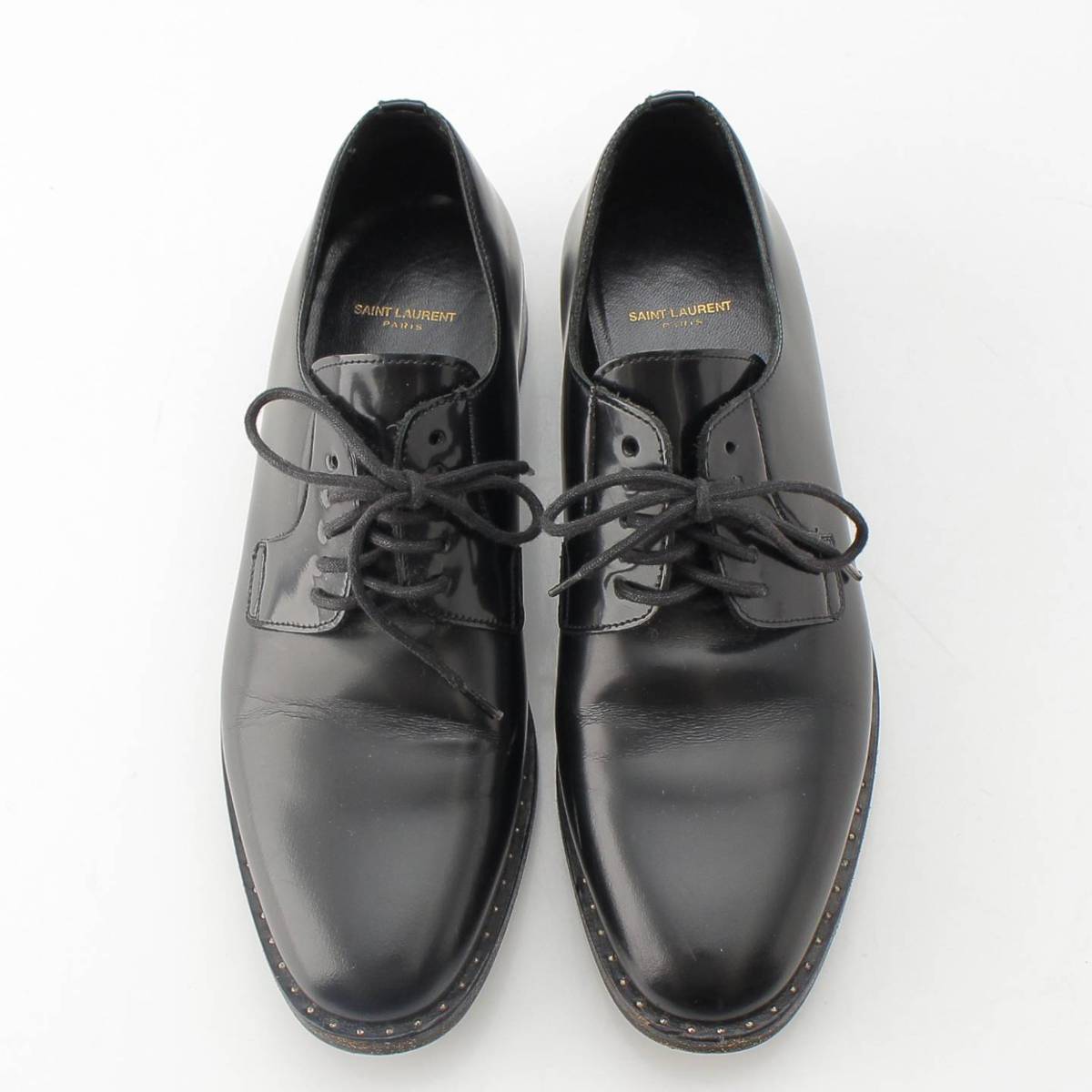 [Saint Laurent] SAINT LAURENT Leather Studded Plain Toe Business Lace-up Shoes Black 36 [Used] [Authenticated and Guaranteed Authentic] 213605