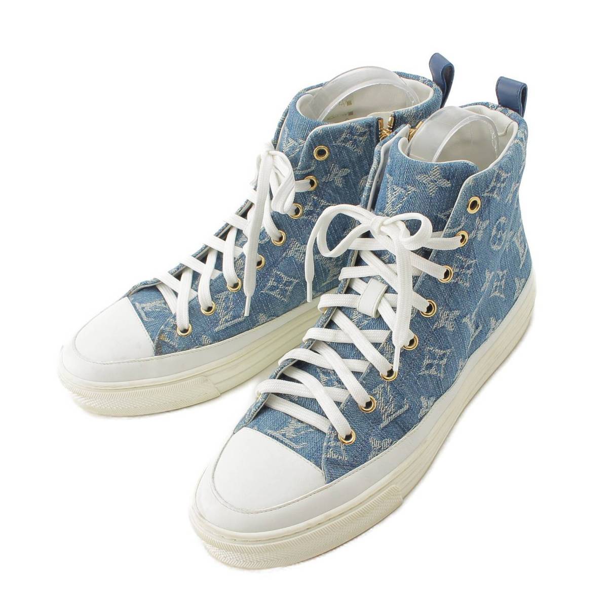 [Louis Vuitton] Louis Vuitton Stellar Line Denim High-Cut Side Zip Sneakers Blue 39 [Used] [Authenticated and Guaranteed Authentic] 213679