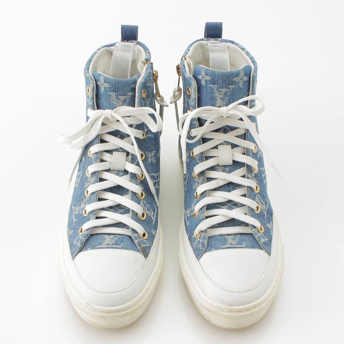 [Louis Vuitton] Louis Vuitton Stellar Line Denim High-Cut Side Zip Sneakers Blue 39 [Used] [Authenticated and Guaranteed Authentic] 213679